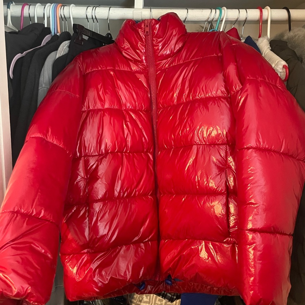 men’s asos oversized shiny puffer